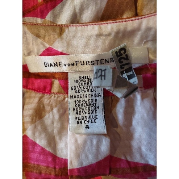 Diane Von Furstenberg Womens Size 4 Slip Sleeveless Mini Dress Pink Brown White - Picture 8 of 8